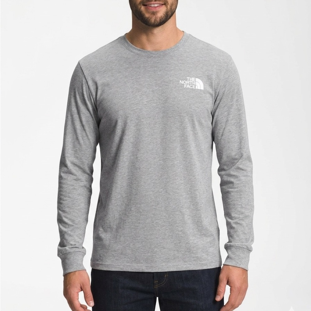 The North Face Long Sleeve Logo T-Shirt Gray Graphic Tee Men’s Medium